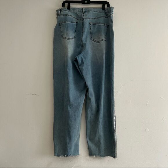 Patrick Starr Fashion to Figure Turn Up High Rise Rhinestone Jeans Sze 14 - Picture 7 of 10